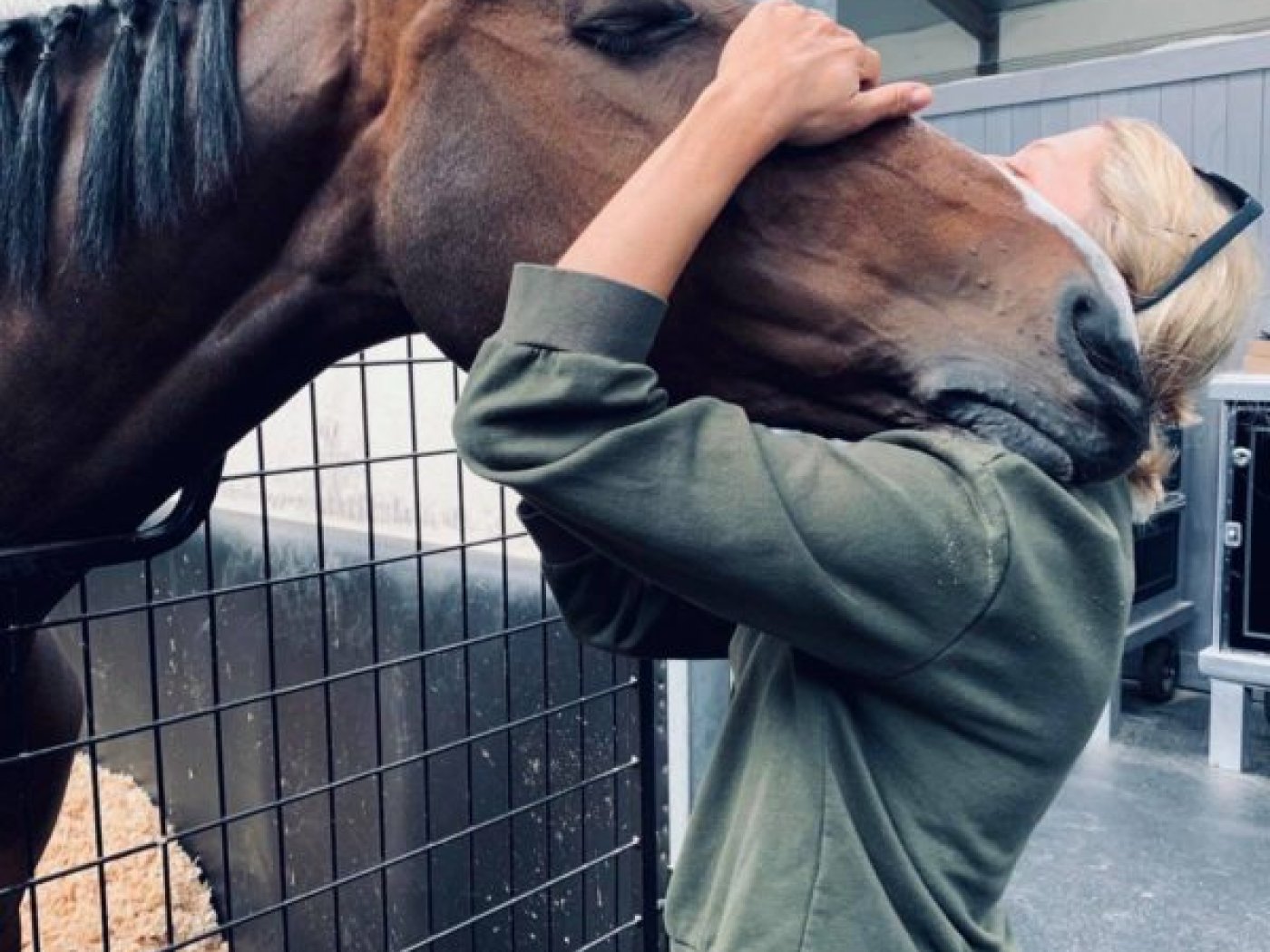 Northern Light cuddling with het new rider Tiffany Foster Northern Light cuddling with het new rider Tiffany Foster